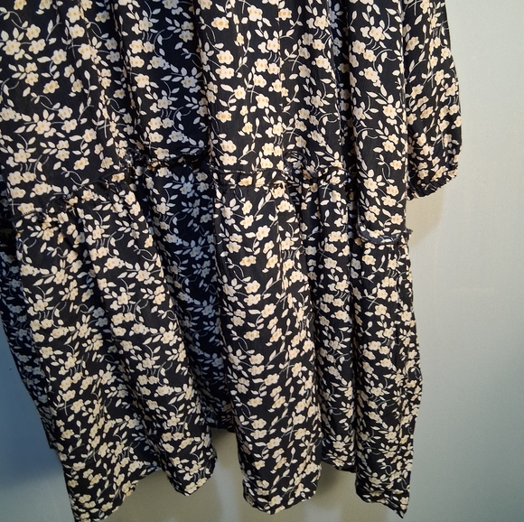 Hayden Los Angeles Elegant Black and White Floral Dress 2XL Cottagecore Tiered - Picture 4 of 15